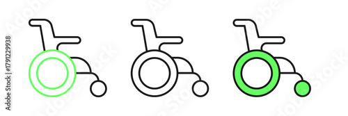 Set line Wheelchair for disabled person icon isolated on white background. Vector