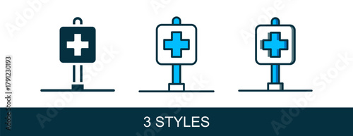 Filled outline Medical map pointer with cross hospital icon isolated on white background. Vector