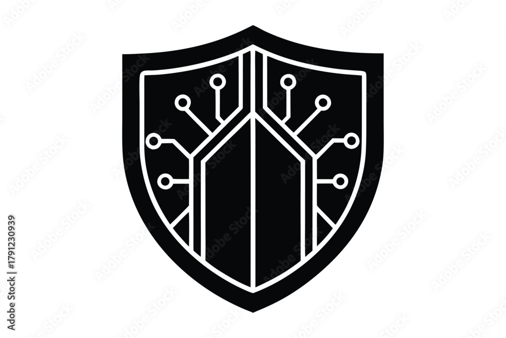 Fototapeta premium data shield vector icon silhouette