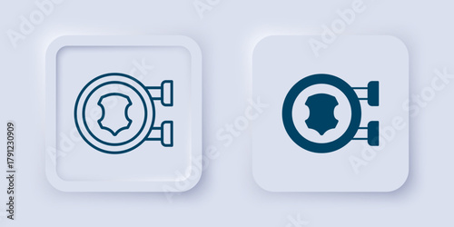 Filled and outline Leather icon isolated on grey background. Square button. Vector