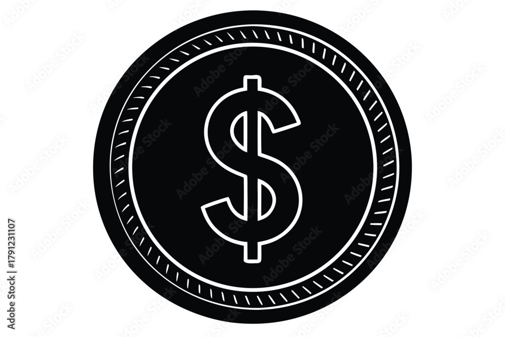 Obraz premium dollar coin vector icon silhouette