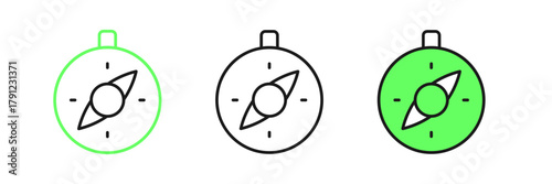Set line Compass icon isolated on white background. Windrose navigation symbol. Wind rose sign. Vector