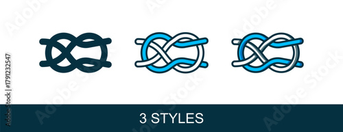 Filled outline Nautical rope knots icon isolated on white background. Rope tied in a knot. Vector