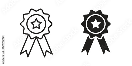 Badge icons in outline, flat style. Vector EPS