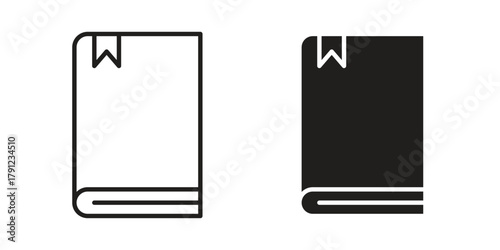 Book bookmark icons in outline, flat style. Vector EPS