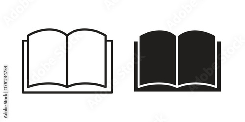 Book icons in outline, flat style. Vector EPS