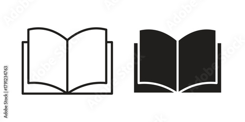 Book icons in outline, flat style. Vector EPS