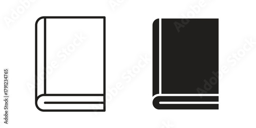 Book icons in outline, flat style. Vector EPS