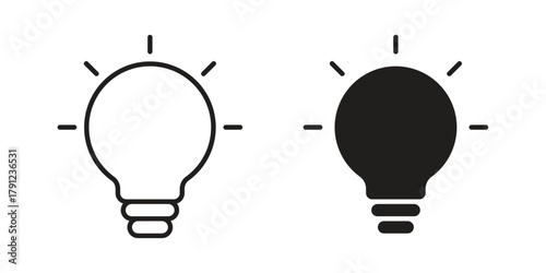 Bulb icons in outline, flat style. Vector EPS
