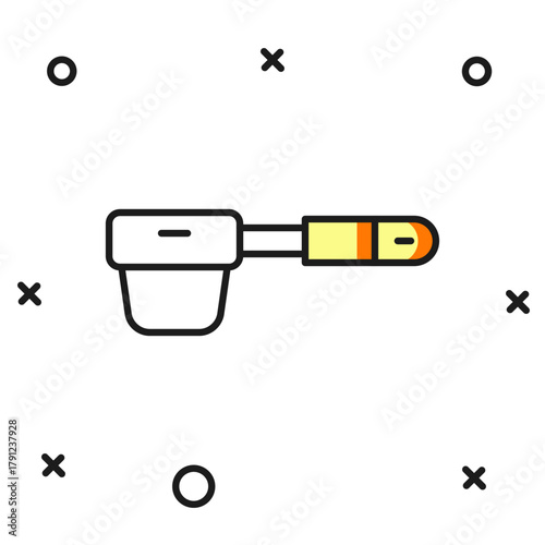 Filled outline Coffee filter holder icon isolated on white background. Flat filled outline style with shadow. Vector