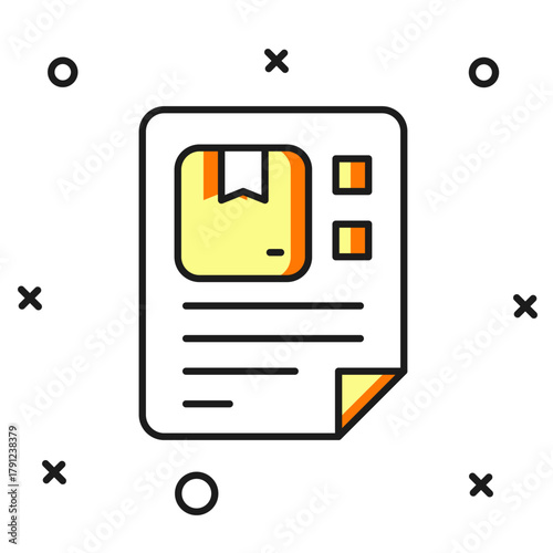 Filled outline Waybill icon isolated on white background. Flat filled outline style with shadow. Vector