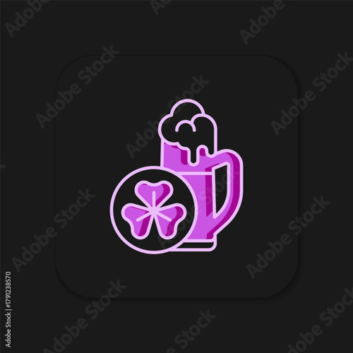 Filled outline Glass of beer icon isolated on black background. Happy Saint Patricks day. National Irish holiday. Flat filled outline style with shadow. Vector