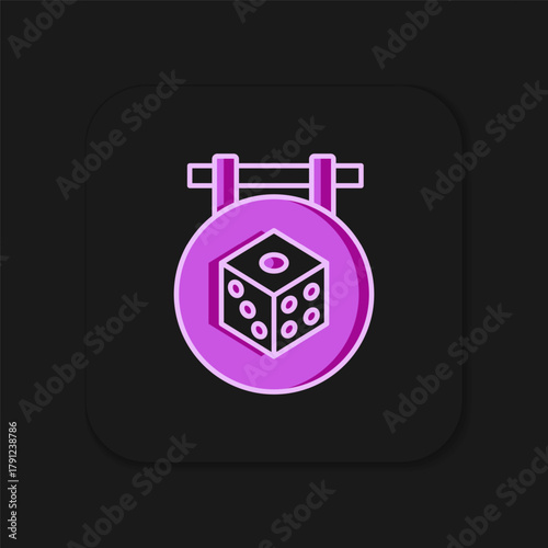 Filled outline Game dice icon isolated on black background. Casino gambling. Flat filled outline style with shadow. Vector