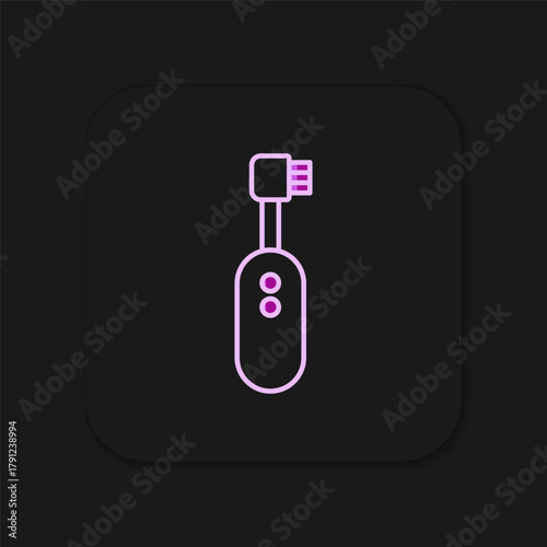 Filled outline Electric toothbrush icon isolated on black background. Flat filled outline style with shadow. Vector