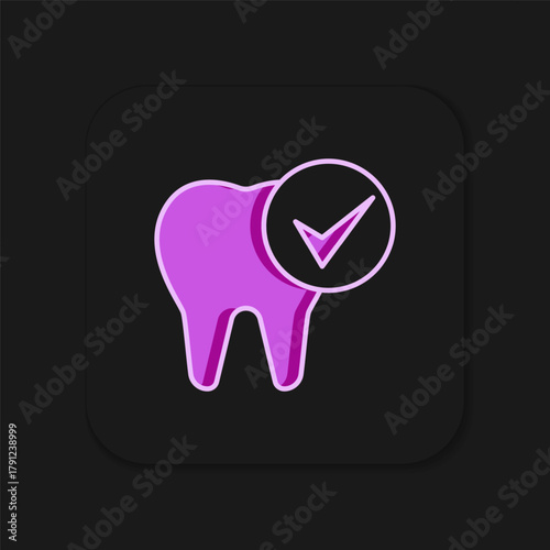 Filled outline Tooth icon isolated on black background. Tooth symbol for dentistry clinic or dentist medical center and toothpaste package. Flat filled outline style with shadow. Vector