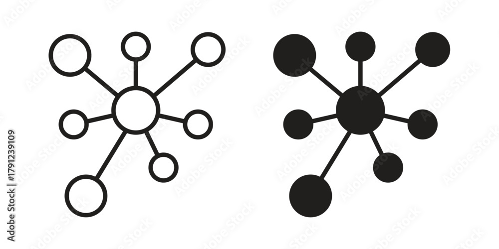 Φωτογραφία Chart connected icons in outline, flat style. Vector EPS