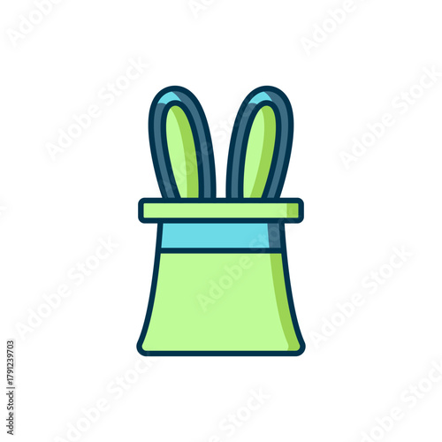 Filled outline Magician hat and rabbit ears icon isolated on white background. Magic trick. Mystery entertainment concept. Flat filled outline style with shadow. Vector