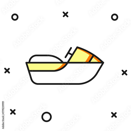 Filled outline Jet ski icon isolated on white background. Water scooter. Extreme sport. Flat filled outline style with shadow. Vector