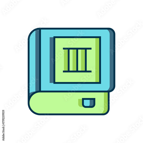 Filled outline Book icon isolated on white background. Third volume. Flat filled outline style with shadow. Vector