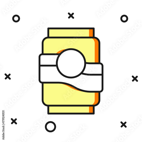 Filled outline Soda can icon isolated on white background. Flat filled outline style with shadow. Vector