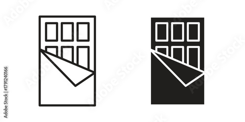 Chocolate icons in outline, flat style. Vector EPS