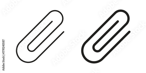 Clip icons in outline, flat style. Vector EPS