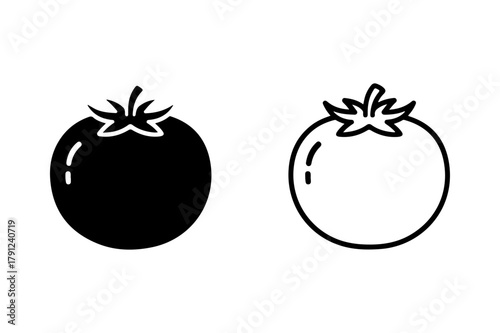 Tomato silhouette and outline icon vector design