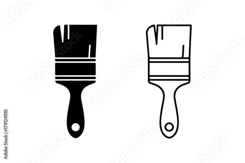 Paint brush silhouette and outline icon vector design
