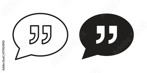 Comment quote icons in outline, flat style. Vector EPS