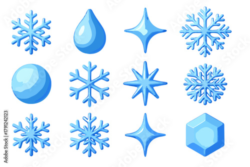 Colors illustration d style no minimal characters icon vector snowflake labels speech