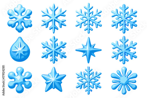 No digital speech geometric abstract vector labels text icons style snowflake modern