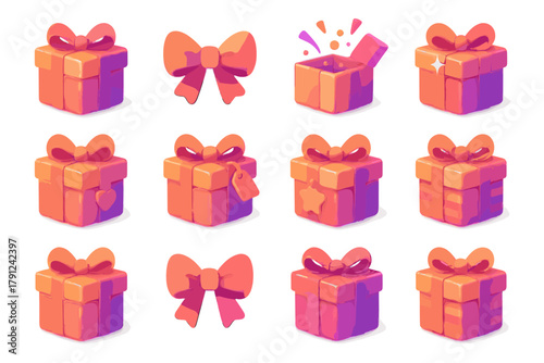 Illustration text characters any flat geometric box vector d icon gift labels