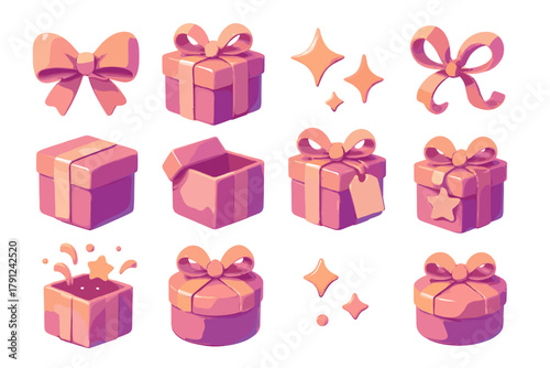 Gift icons colors labels bubbles product modern illustration numbers vector no gradient