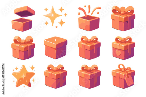 Vector gift icons icon cohesive flat colors box marks full no illustration