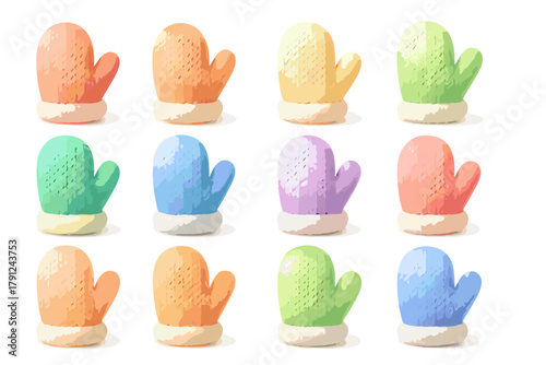 Flat no gradient typography icon cohesive marks icons mittens labels vector letters