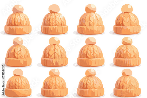 Characters typography full illustration letters wool minimal vector hat icon no digital