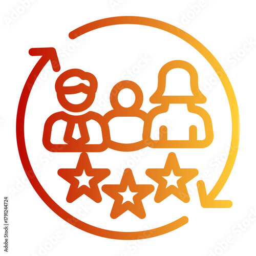 Customer Retention Continuity Cycle icon from the Customer Development icon collection (Outline Gradient Style)