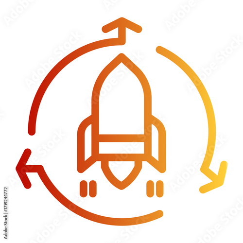 Startup Launch Growth Rocket icon from the Customer Development icon collection (Outline Gradient Style)