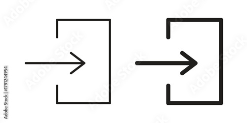 Enter icons in outline, flat style. Vector EPS