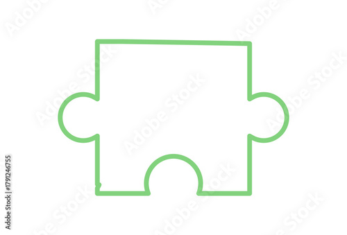 Flat silhouette of a jigsaw puzzle piece. Clean outline for board game and table activity concepts. Simple tile shape design for toys, puzzles, or boardgame visuals. Abstract graphic style optimized
