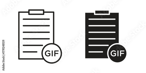 Gif icons in outline, flat style. Vector EPS