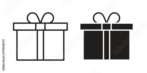 Gifts icons in outline, flat style. Vector EPS