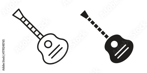 Guitar icons in outline, flat style. Vector EPS