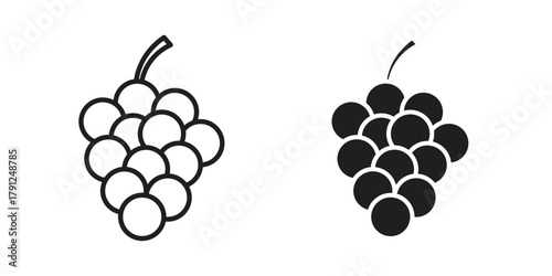 Grape icons in outline, flat style. Vector EPS
