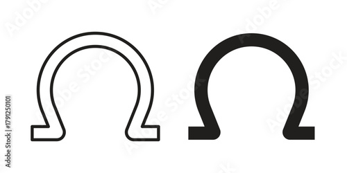 Horseshoe icons in outline, flat style. Vector EPS