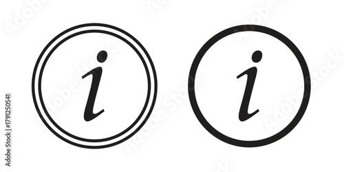 Info icons in outline, flat style. Vector EPS