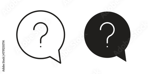 Interrogation icons in outline, flat style. Vector EPS
