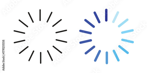 Loading icons in outline, flat style. Vector EPS