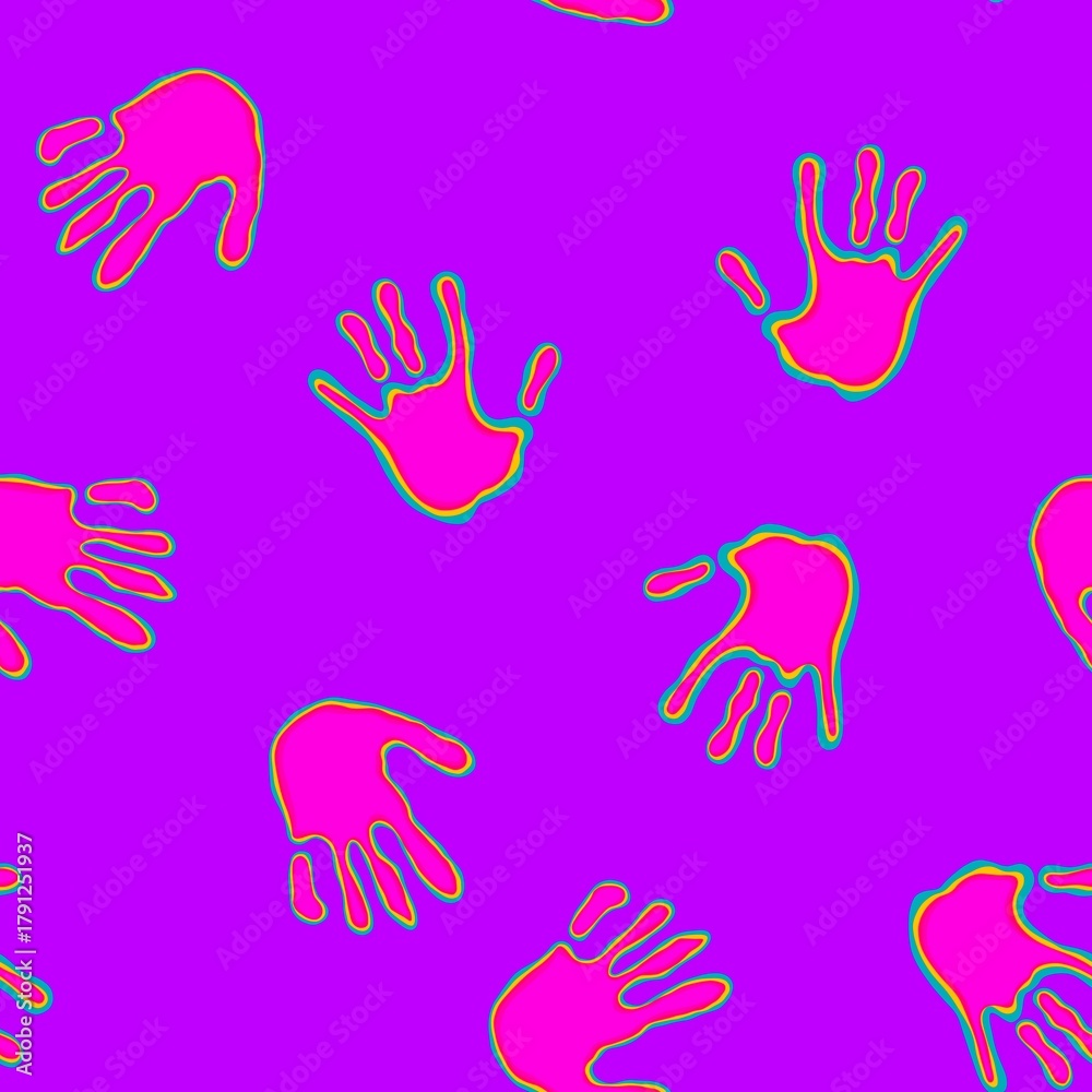 Fototapeta premium Handprint seamless team work pattern for school and kids and wrapping paper and notebooks and clothes print