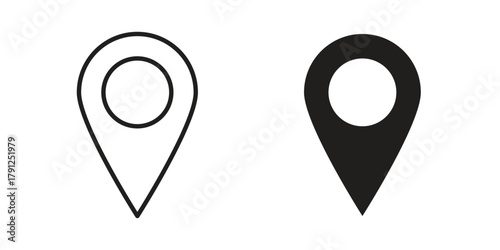 Map marker icons in outline, flat style. Vector EPS